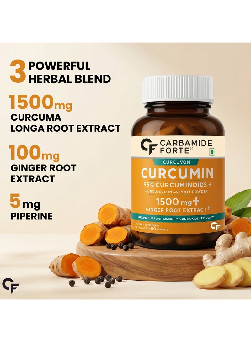 CARBAMIDE FORTE Curcumin With 95% Curcuminoids And Curcuma Longa Root Powder 60 Veg Tablets - Image 3