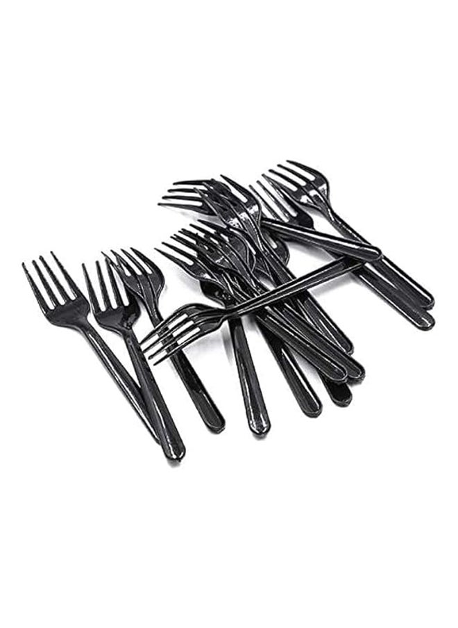 Generic 100 Pcs Plastic Fork Heavyweight Disposable Fork Black  - Image 1