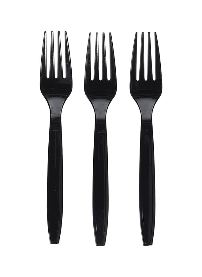 Generic 100 Pcs Plastic Fork Heavyweight Disposable Fork Black  - Image 2