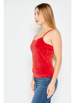 NA-KD Women Square Neck Sleeveless Solid Top, Red  - Image 4
