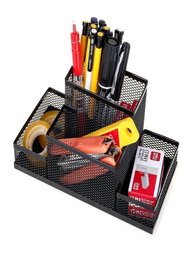JOYBOOS 4 Compartment Metal Mesh Desk Organizer | Pen & Pencil Holder for Office, Home & Study Table | Stationery Storage Stand for Desk Organization & Supplies - Image 1