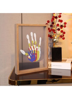 Hihonor Family Handprint Kit, DIY Craft Keepsake Wooden Frame, Endless Gift Set, Non-Toxic Paints, Transparent Sheets (Brown)  - Image 4