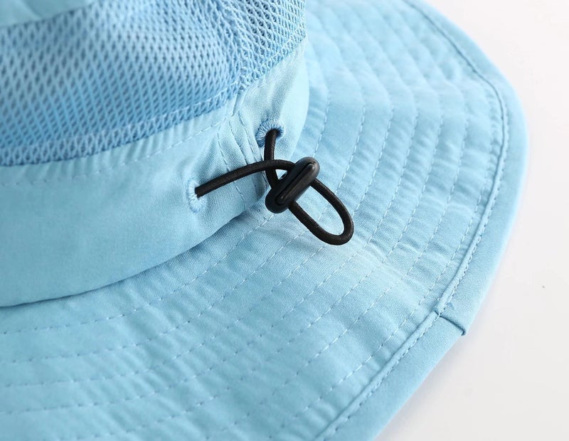 Connectyle Kid's Wide Brim Sun Hat Boys Breathable Mesh Bucket Hat for Summer Beach Hat UPF 50+ Safari Hiking Hat Light Blue - Image 3