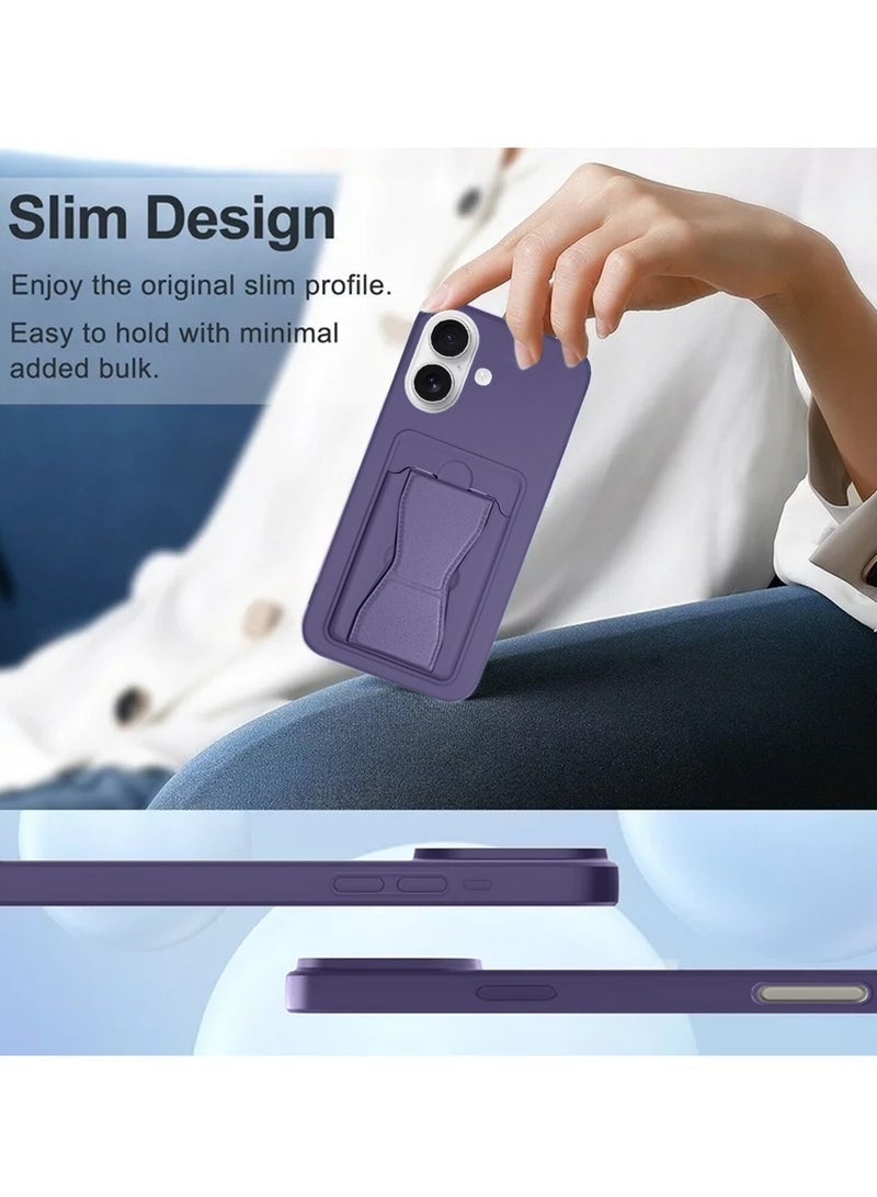ELTRAZONE iPhone 17 5G 2025 Silicone TPU Case with Card Holder & Hand Grip | Slim Shockproof Wallet Cover with Kickstand Function & Secure Grip Strap (MCHPSN) - Eggplant Purple - Image 2