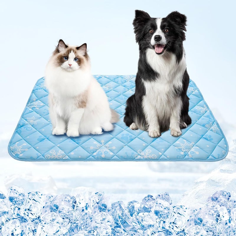 HOMIMP Cool Pet Pad, Summer Cooling Mat & Sleeping Pad, Sky Blue L, 27.5IN x 38.5IN - Image 1