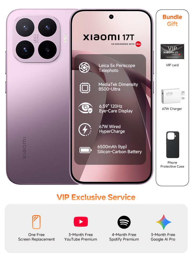 Xiaomi 17T Dual SIM 5G Violet 12GB RAM 256GB - Global Version - Image 1