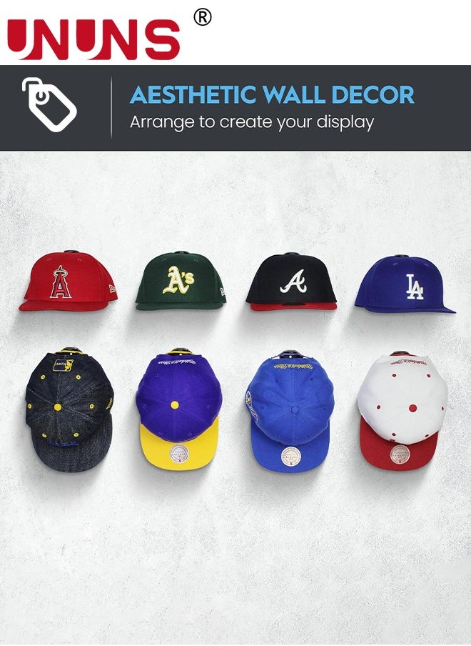 UNUNS - Adhesive Hat Hooks For Wall,8-Pack Hat Rack For Baseball Caps, Minimalist Hat Display,Hat Hangers For Closet Bedroom,Black - Image 1