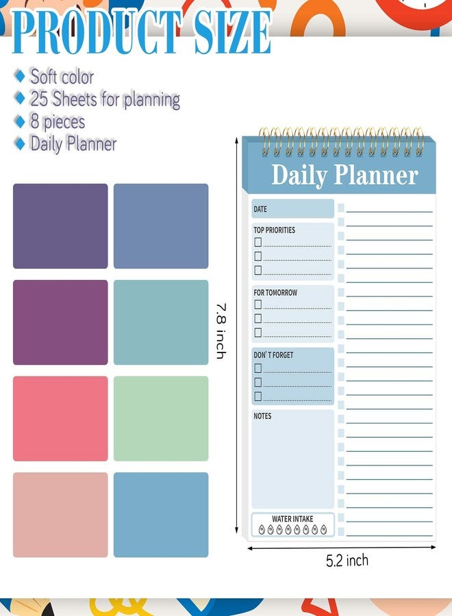 Kajaia 8 Pack Daily to Do List Notebook Daily Planner 25 Page to Do List Notepad for Work Undated Planner and Organizer Checklist for Adults Kids Classroom Office Schedule Work(7.8 x 5.2 Inch,Cute Color) - Image 2