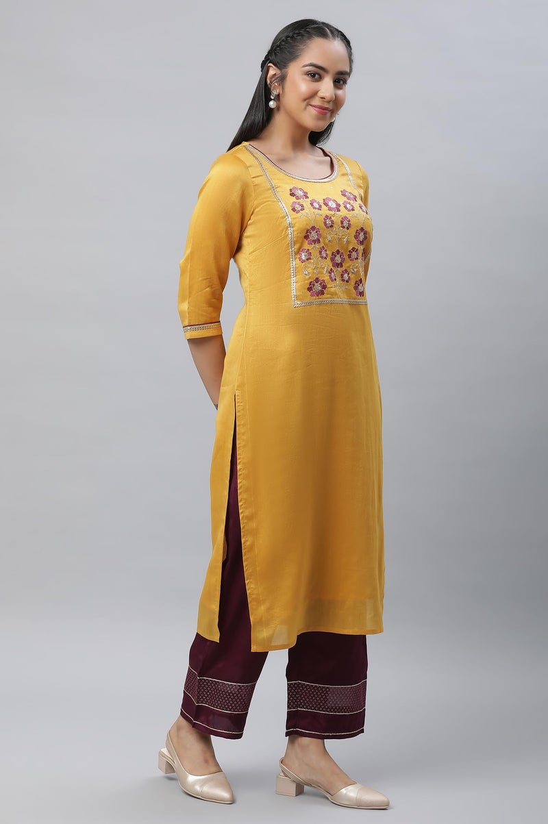 Aurelia Women Rayon Kurta Set with Palazzo & Dupatta 23AUAS14190-704231-Yellow-L - Image 5