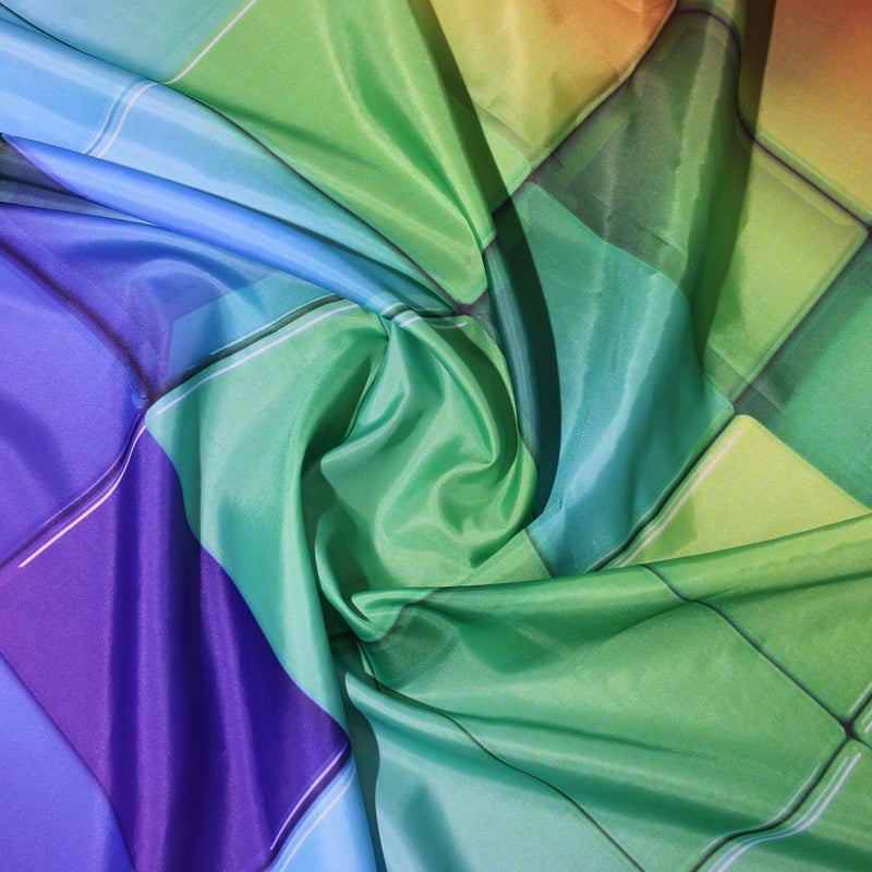 Riyidecor Riyidecor Colorful Rainbow Brick Wall Shower Curtain Bright Geometric Plaid 72Wx72H Inch Abstract Neon 3D Plastic Hooks 12 Pack Colored Decor Fabric Bathroom Set Polyester Waterproof Fabric RY-UACR - Image 3