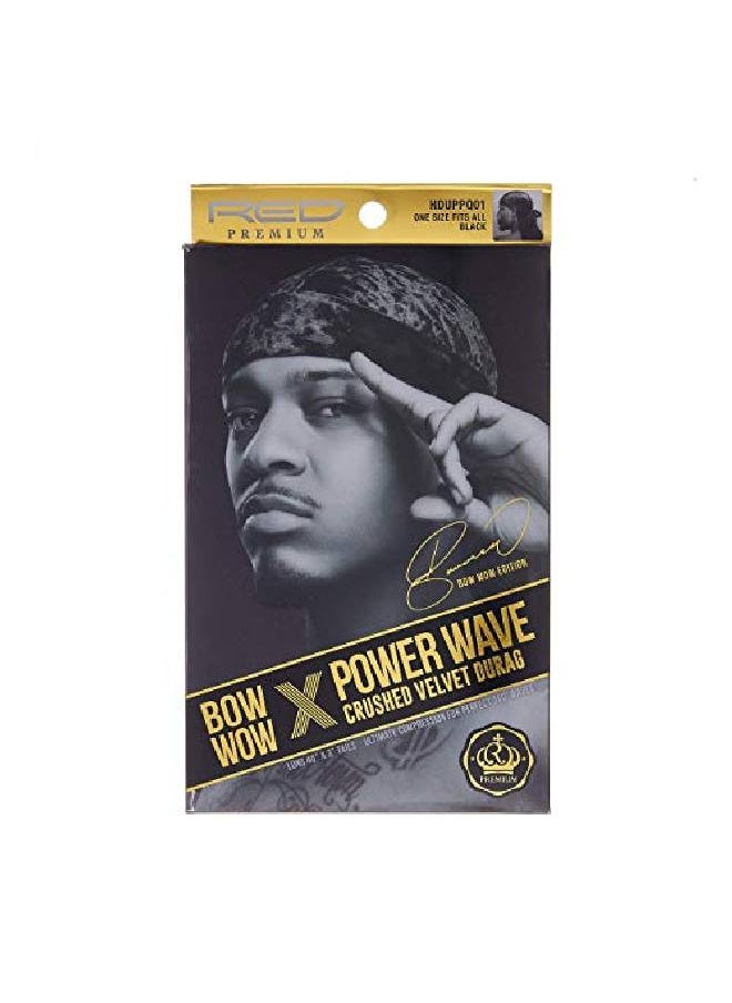 KISS - Red Premium Bow Wow X Power Wave Crushed Velvet Durag (Black) - Image 1