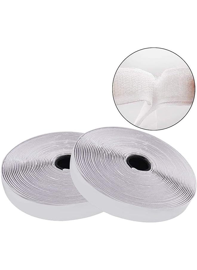 PROMASS promass 36Ft Self Adhesive Hook and Loop Tape Roll Adhesive Double-Sided Gum Mounting Tape for Picture and Tools (white) 