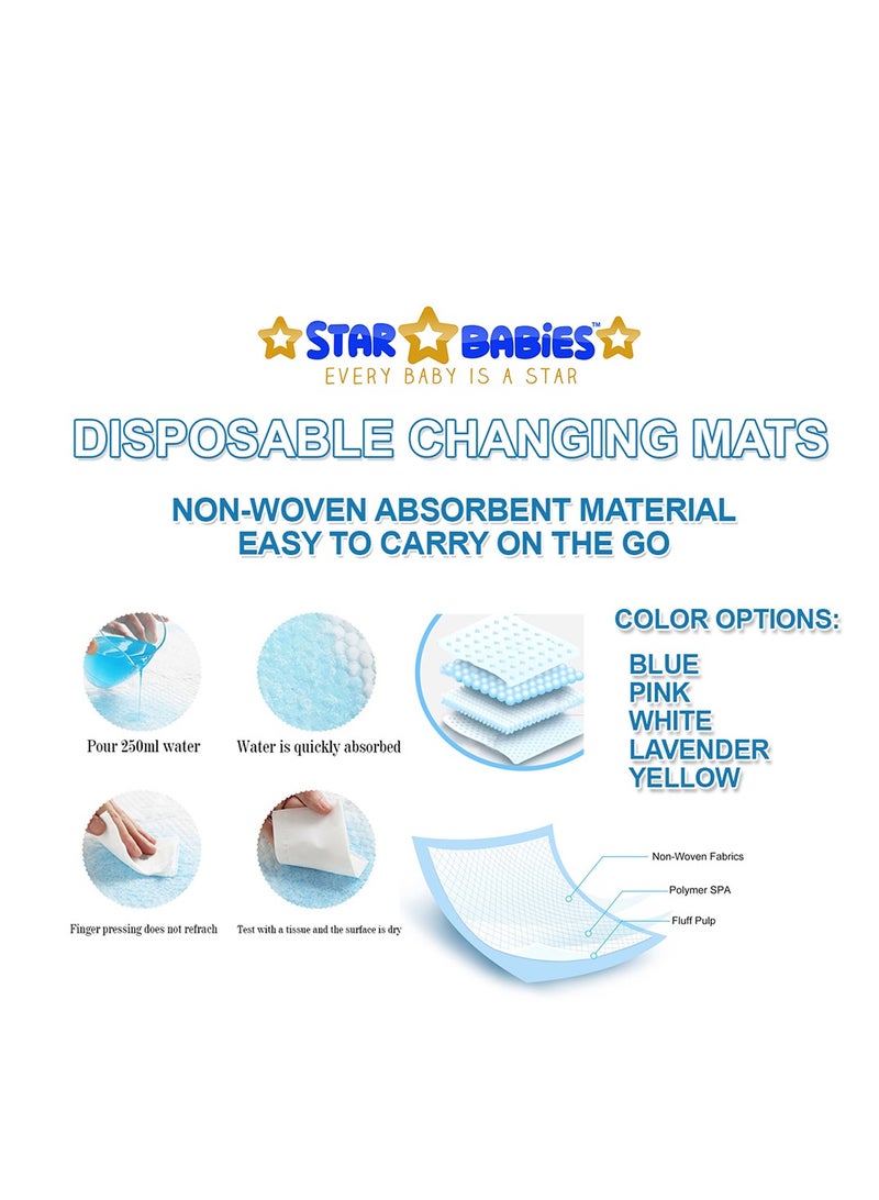 Star Babies Combo Pack (Disposable Changing mat 30pcs, Disposable Bibs 30pcs with  Disposable Breast Pad 5pcs) - Blue - Image 3