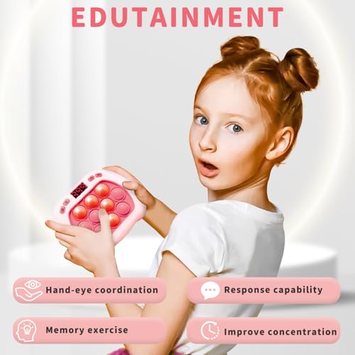 Intoypad Pop Game Light Up Fidget Toy for Kids 6 Modes LED Screen Quick Push Controller Electric Fidget Popper Bubble Game Car Games Travel Activities Birthday Toys for Girls Pink - Image 5