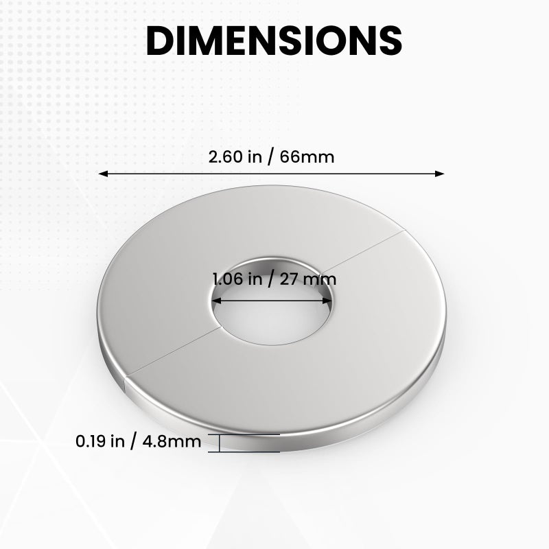 HONSNKS Wall Split Flange, HONSNKS 3Pcs Self Adhesive Round Escutcheon Plate 304 Stainless Steel Wall-mounted Pipe Hole Cover for Various Pipes (27mm/1.06inch ID) - Image 2