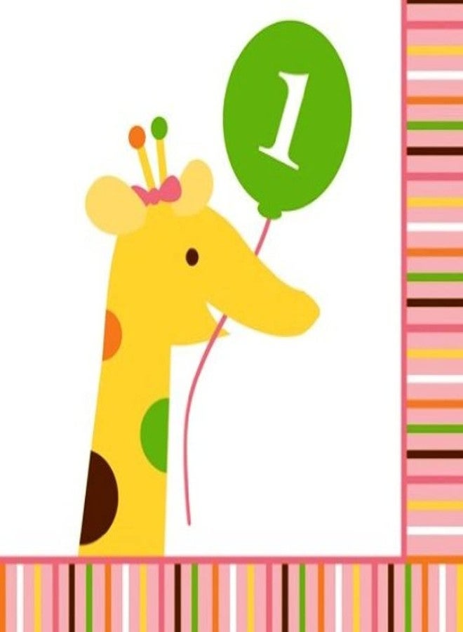 CREATIVE CONVERTING Wanna Party 16-Count Paper Beverage Napkins, Sweet at One Girls - Image 1