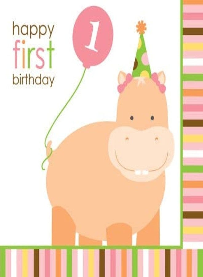 CREATIVE CONVERTING Wanna Party 16-Count Paper Beverage Napkins, Sweet at One Girls - Image 2