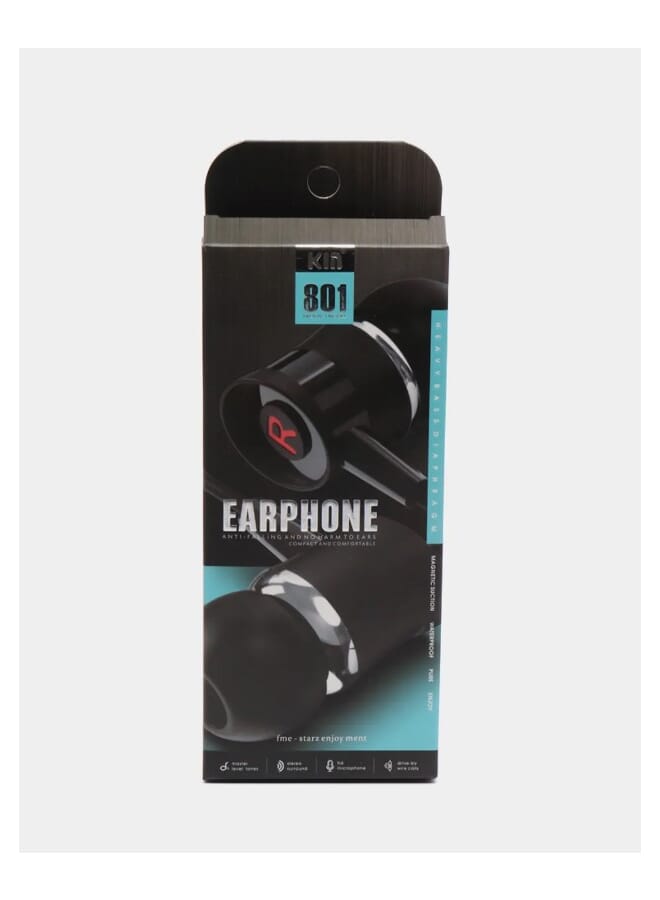 كين سماعة أذن سلكية من كيم K801 باللون الأسود - Image 1