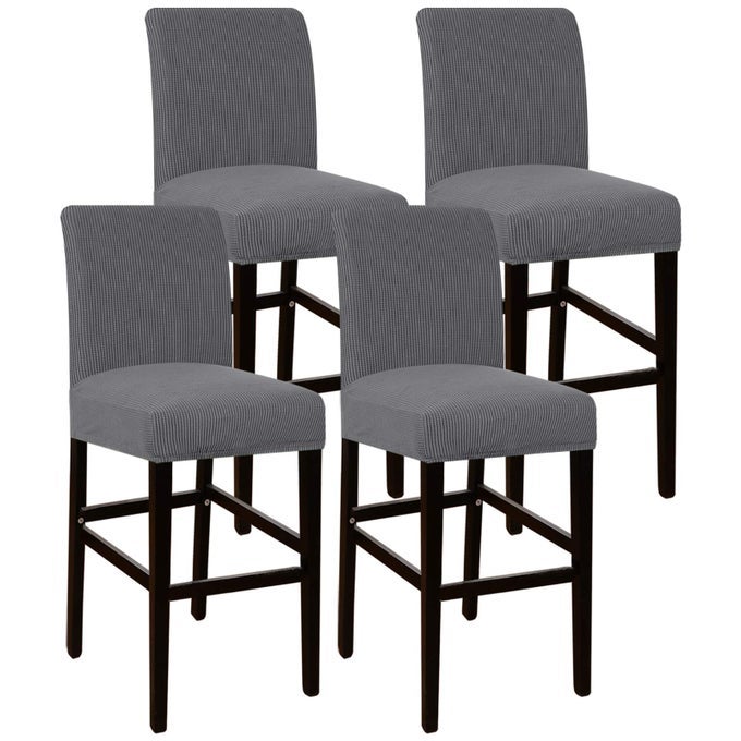BAR STOOL COVERS WITH BACKS BAR STOOL SEAT COVERS BARSTOOL COVERS SLIPCOVERS COUNTER HEIGHT BAR STOOL CHAIR COVERS REMOVABLE WASHABLE FOR KITCHEN DINING ROOM SET OF 4 GRAY