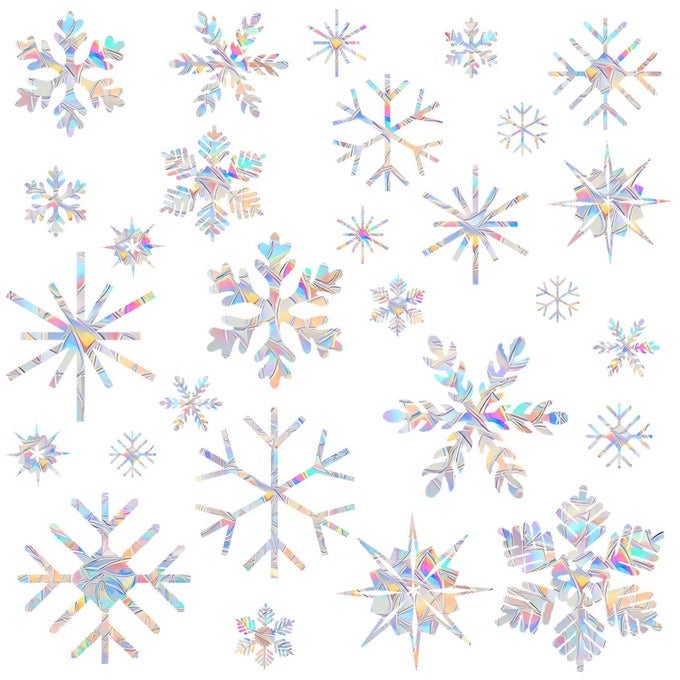 WINDOW DECALS FOR GLASS WINDOWSANTICOLLISION CLINGS TO SAVE BIRDS FROM WINDOW COLLISIONSNON ADHESIVE PRISMATIC WINDOW CLINGS RAINBOW STICKERSCHRISTMAS SNOWFLAKE WINDOW CLINGS28PCS