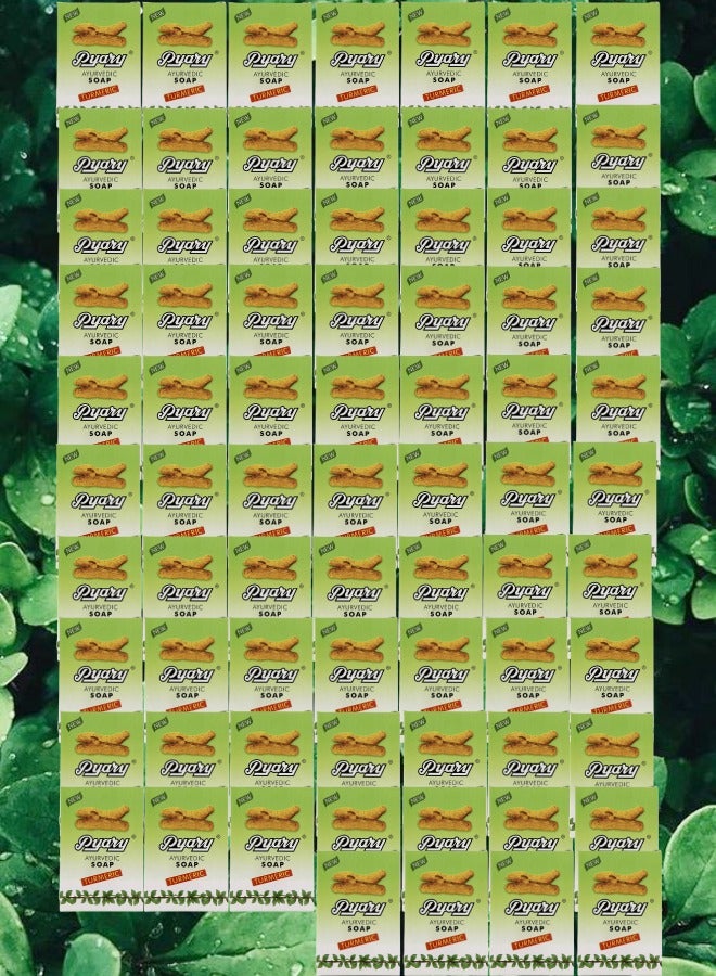 بياري 74 قطع صابون الكركم طبيعي بالكامل مصنوع يدويًا من الايورفيدا نباتي