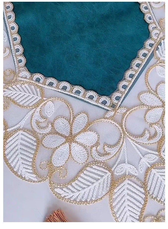 Luxury Waterproof Oil-proof No-wash PVC Lace Table Runner For Decoration Green - Image 2