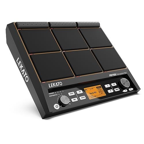 LEKATO Percussion Sample Pad, Electric Drum Pad with 9 Velocity-Sensitive Drum Pad, 592+ Sounds, Electronic Drum Set Pad Multipad with MIDI out, USB MIDI, AUX, Looper, Metronome, Trigger inputs - Image 1