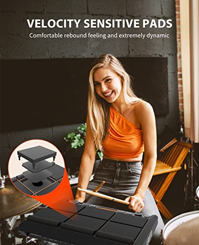 LEKATO Percussion Sample Pad, Electric Drum Pad with 9 Velocity-Sensitive Drum Pad, 592+ Sounds, Electronic Drum Set Pad Multipad with MIDI out, USB MIDI, AUX, Looper, Metronome, Trigger inputs - Image 5