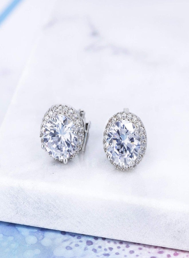 YOQUCOL Bright 10mm Cubic Zirconia Clip On Earrings Crystal Round Non Pierced Stud For Women - Image 5