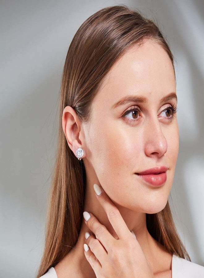 YOQUCOL Bright 10mm Cubic Zirconia Clip On Earrings Crystal Round Non Pierced Stud For Women - Image 2