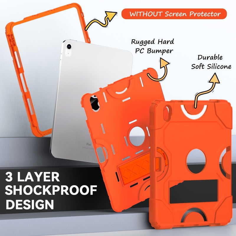 Cantis Case for iPad 11-inch (A16) 2025/ iPad 10th Generation 2022 (10.9 inch), Shockproof Cover 10th Generation with Pencil Holder & Kickstand, Orange - Image 3