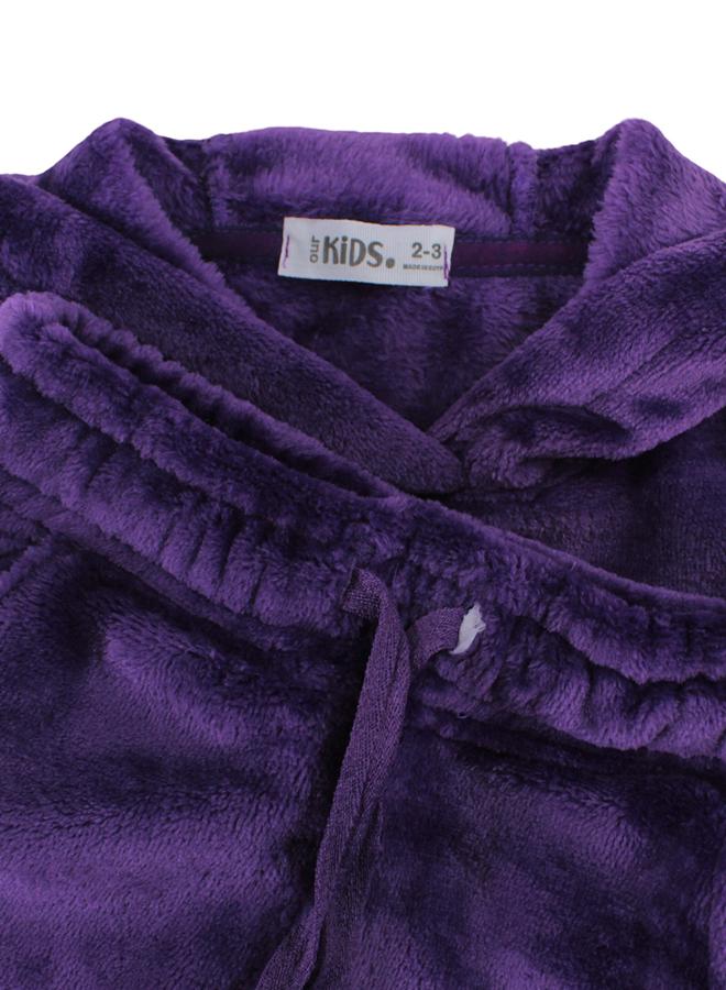 اوركيدز طقم بيجاما قطيفة للبنات – بنفسجي مع تصميم "Good Vibes" - Image 3