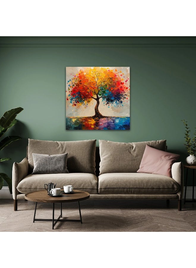 Walliv Rainbow Canopy Textured Canvas Painting For Home Decor 100x100 cm.  - Image 2