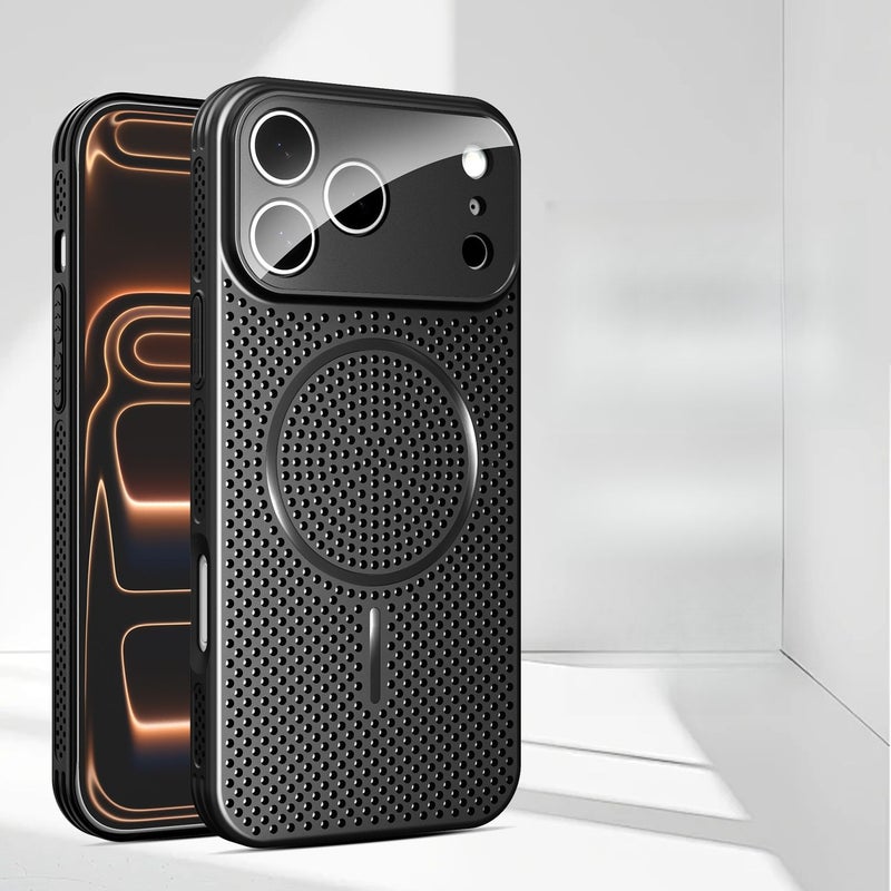 Phone Case Compatible With iPhone 16 Pro Max Classic Black Premium Feel Anti Drop Lightweight Breathable Mesh Silicone - Image 2