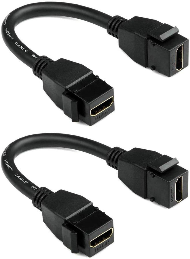 UseBean HDMI Keystone Coupler 4K (2-Pack), HDMI Keystone Jack Inserts Female to Female Adapter Pigtail Extension Cable Snap-in for Wall Plate, (0.3ft Black) - Image 1