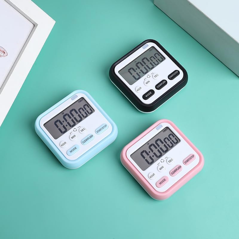 WOX MOX WOX MOX Digital Kitchen Timer Stopwatch Large Digit Countdown Loud Alarm Magnetic Back Stand Ideal for Cooking Baking Stopwatch Timer for Study Without Batteries 1pc Multicolor  - Image 3