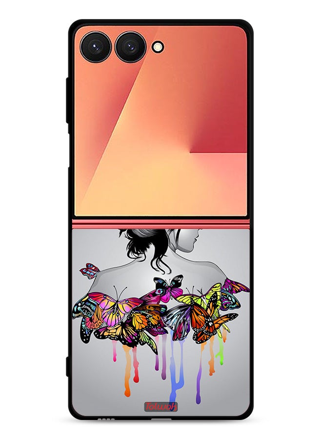 Tolwak Samsung Galaxy Z Flip7 Protective Case Cover Butterflies And Girl Abstract Art - Image 1