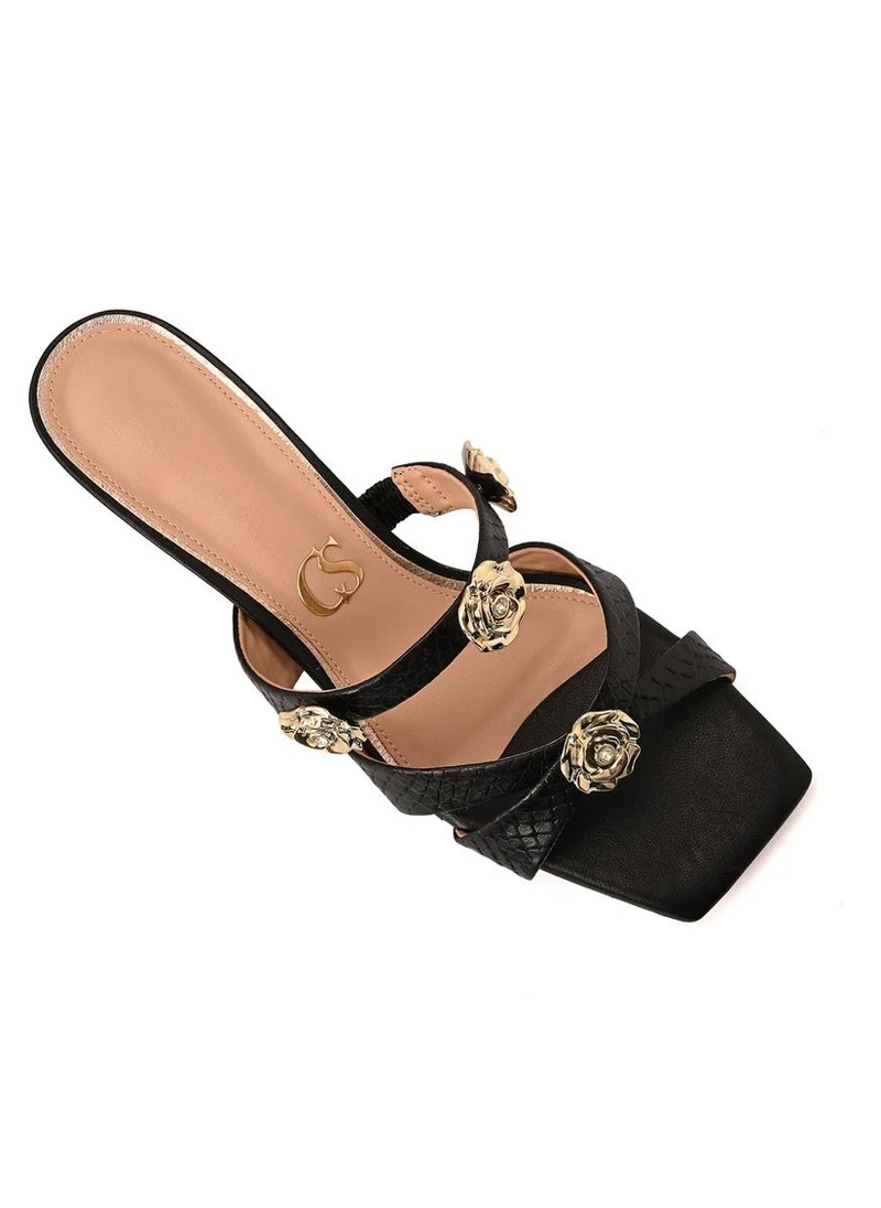 Carmen Steffens  Black Metal Sandal for Women | Best Price UAE