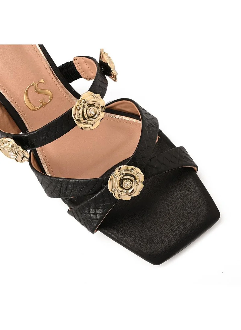 Carmen Steffens  Black Metal Sandal for Women | Best Price UAE