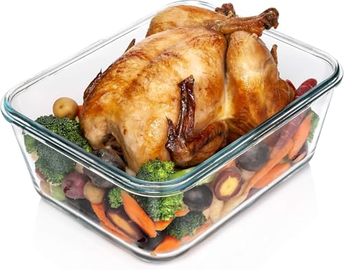 3300 ml 112 oz LARGE Glass Food Container with Locking Lid Ideal for Storing food vegetables or fruits Baking Casserole Lasagna Baking Or Roasting chicken and lot of other tasty food BPA Free