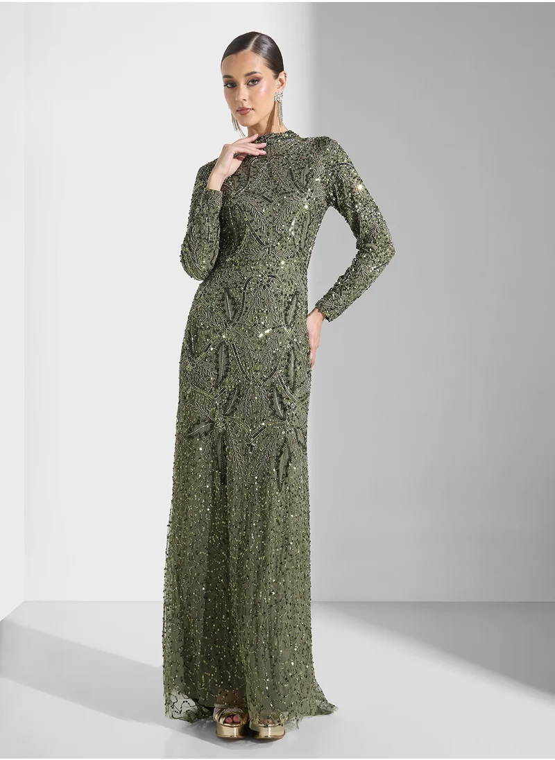ماري Modest Embellished Sequin Maxi Dress