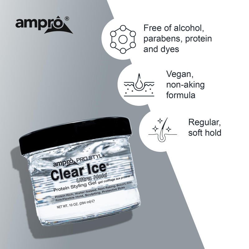 AmPro Pro Styl Clear Ice Styling Gel - Protects and Strengthens Your Strands - Non-Flaking, Alcohol Free, Vegan Formula - Flexible, Touchable Hold for All Hair Types - 10 oz - Image 5