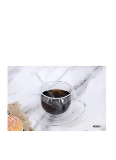 Double glass mug 250 ml with saucer and spoon, Oxford OXFSSGO65 - pzsku/ZCE172AC68CFB41C7AB3FZ/45/_/1731326116/bf4e5247-868b-4391-8b24-c0622a1622cc