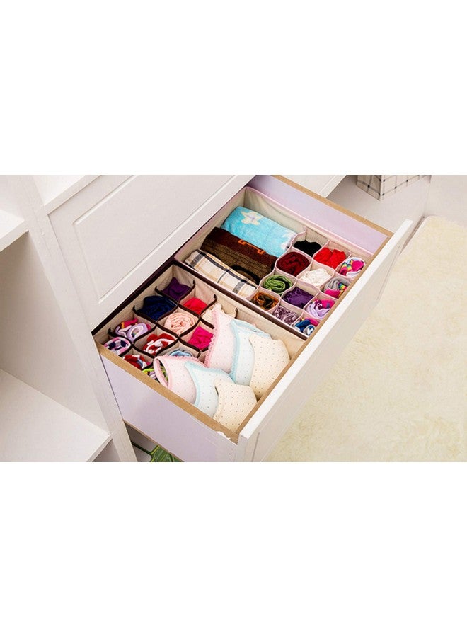 House of Quirk Innerwear Organizer 16+1 Compartment Non-Smell Non Woven Foldable Fabric Storage Box for Closet - (44 x 28 x 12 cm Navy Blue Flower) - Image 4