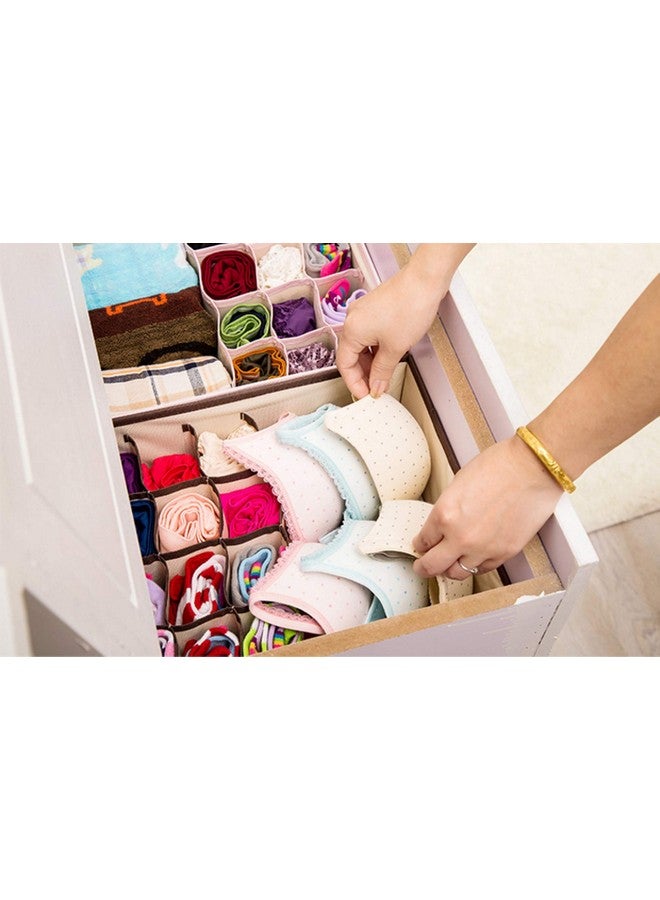 House of Quirk Innerwear Organizer 16+1 Compartment Non-Smell Non Woven Foldable Fabric Storage Box for Closet - (44 x 28 x 12 cm Navy Blue Flower) - Image 5