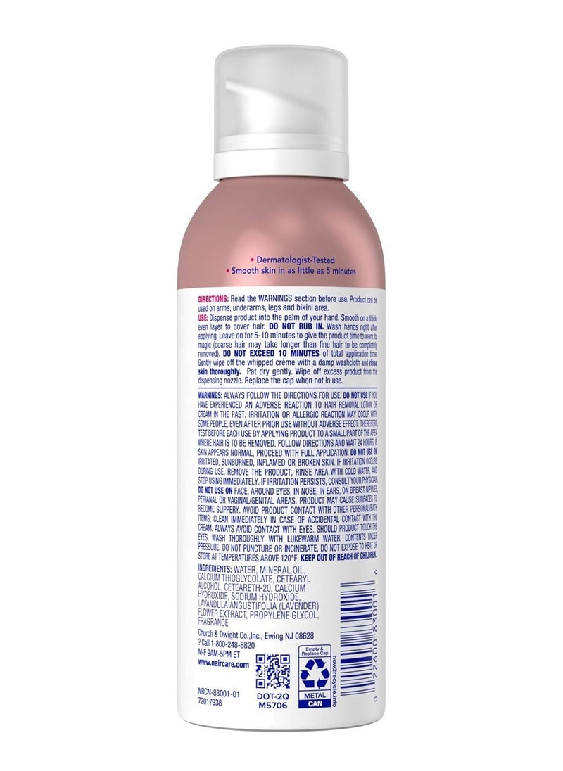 Nair Hair Remover Bladeless Shave Whipped Crème, Painless Hair Removal, 5 Oz Can