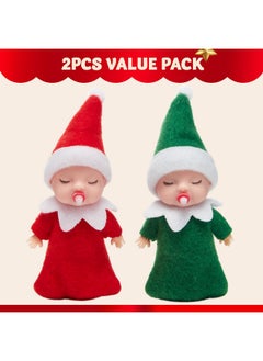 JOYIN Christmas 2Pcs Tiny Elf Doll With 1 Red And 1 Green Elf Doll With Teat,Holiday Decoration Accessories Tiny Gift For Girls Boys Kids Adults  - Image 2