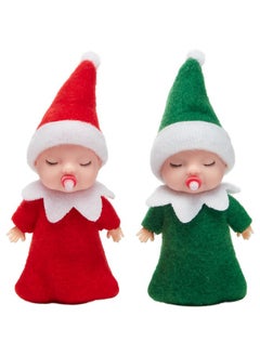 JOYIN Christmas 2Pcs Tiny Elf Doll With 1 Red And 1 Green Elf Doll With Teat,Holiday Decoration Accessories Tiny Gift For Girls Boys Kids Adults  - Image 1