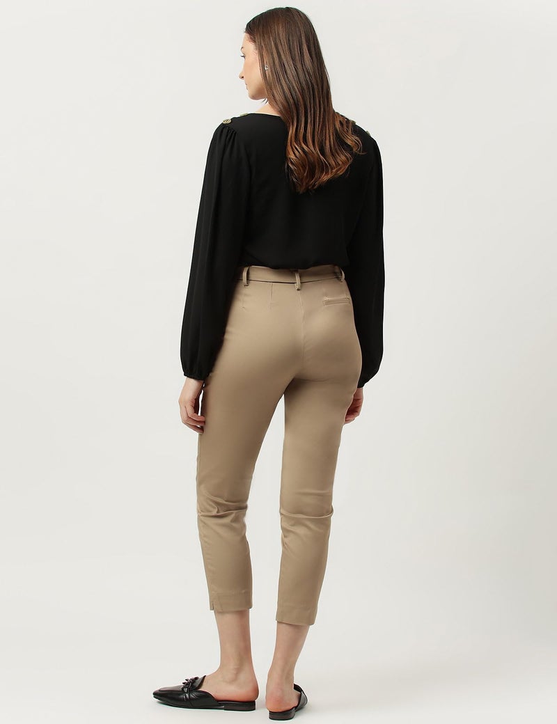 Marks & Spencer Womens Cotton Mix Plain Slim Fit Trousers T59_5757K_Coffee_10_REG - Image 3