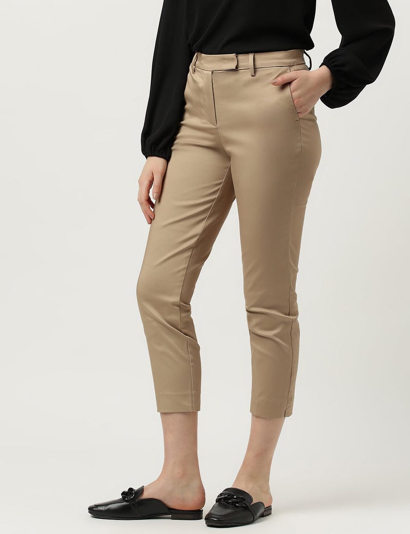 Marks & Spencer Womens Cotton Mix Plain Slim Fit Trousers T59_5757K_Coffee_10_REG - Image 4